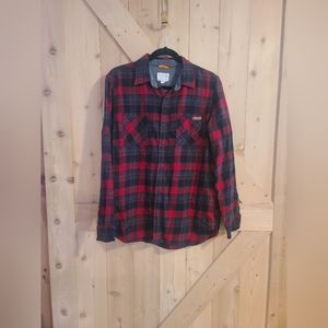 Field and Strem Red Flannel Mens Button Up